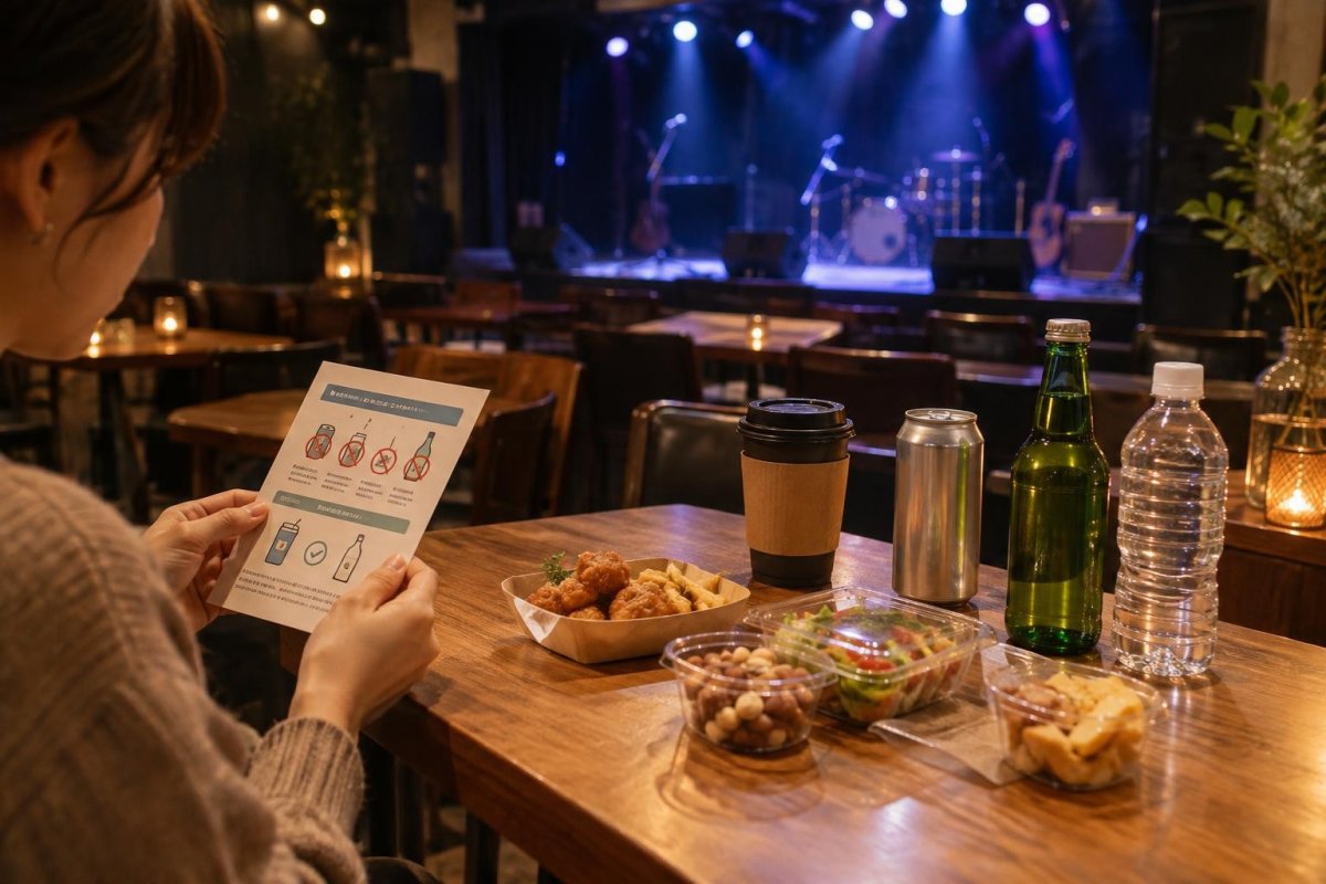 ライブ会場の飲食ルール|持ち込み・ドリンク代・ケータリングを解説